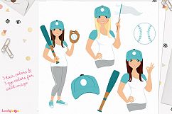 Woman baseball character clip art (L279 Zara) Product Image 1