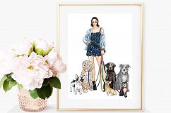 Fashion illustration - Girl with Dogs - Light Skin Product Image 5