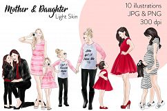 Fashion illustration clipart - Mother &amp; Daughter - Light Skin Product Image 1