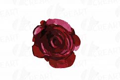 Watercolor Red and Burgundy Roses and leafs clip art pack Product Image 9