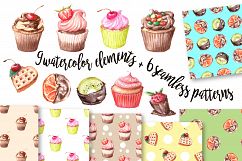 Watercolor Clip Art – Cupcake Product Image 1