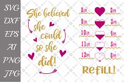 She believed she could water tracker Svg,DRINK MORE WATER, Drink your water Svg Product Image 1