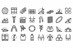 Pilates icons set, outline style Product Image 1