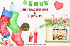 Christmas Stockings and Fireplaces Clipart Product Image 2