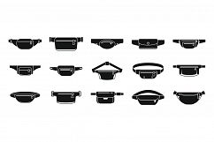 Modern waist bag icons set, simple style Product Image 1