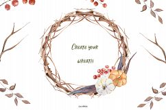 Autumn wreath creator Watercolor clipart Fall leaves Product Image 7