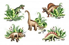 Prehistoric world. Watercolor bundle Product Image 7