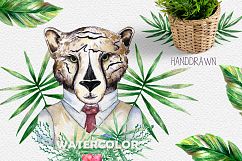Wild Cats. Tropical watercolor Product Image 3