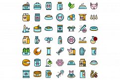 Cat food icons set vector flat Product Image 1