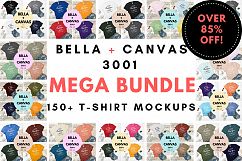 T-Shirt Mockup Bella Canvas 3001 Mega Bundle TShirt Flat Lay Product Image 1