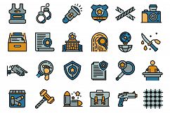 Investigator icons set line color vector Product Image 1