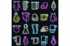 Towel icon set vector neon Product Image 1