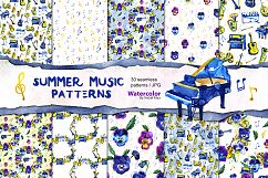 Watercolor summer musical patterns Product Image 1