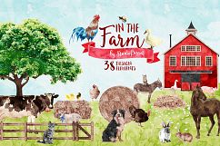 Farm Animals Watercolor Illustrations &amp; Patterns Product Image 1