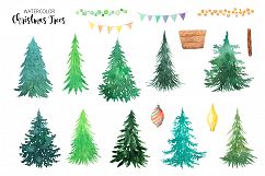 Watercolor Christmas Trees Product Image 3