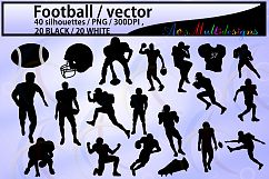 20B+20W football / football silhouette / High Quality /digital clipart / EPS / SVG /football players silhouette / game PNg file / DXF file Product Image 1