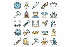Anvil icon set line color vector Product Image 1