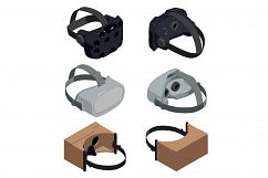 Game goggles icons set, isometric style Product Image 1