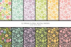 Floral Digital Paper, Flower Seamless pattern, Scrapbook Product Image 1