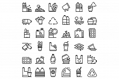 Biodegradable plastic icons set, outline style Product Image 1