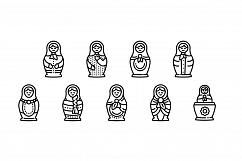 Nesting doll icons set, outline style Product Image 1