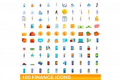 100 finance icons set, cartoon style Product Image 1