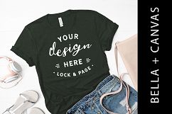 Heather Forest Bella Canvas 3001 Tshirt Mockup Fashion Shoot Product Image 1