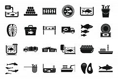 Fish farm icons set, simple style Product Image 1