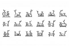 Modern exercise bike icons set, outline style Product Image 1