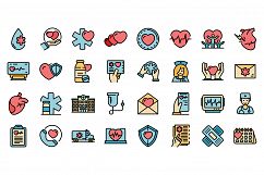 Cardiologist icons set vector flat Product Image 1
