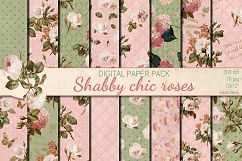 Shabby chic pink roses seamless digital paper pack Product Image 1
