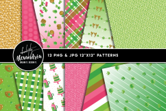 Shamrock Sparkle Clipart Graphics &amp; Digital Paper Patterns Bundle Product Image 2