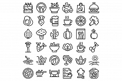 Organic restaurant icons set, outline style Product Image 1