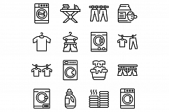 Tumble dryer icons set, outline style Product Image 1