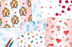 Watercolor Love seamless patterns Product Image 2