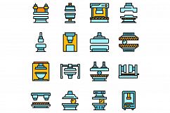 Press form machines icons set vector flat Product Image 1