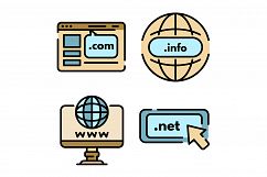 Domain icons vector flat Product Image 1