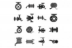 Fishing reel icons set, simple style Product Image 1