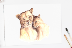 Watercolor Mother &amp; Baby - Lions - Clip Art &amp; Print Product Image 2