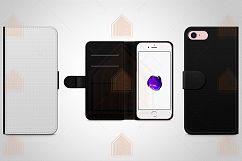Apple iPhone 7 leather Wallet Flip Case Mock-up. Product Image 2