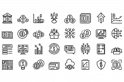 Emerging market icons set, outline style Product Image 1