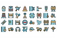 Highway construction icons set vector flat Product Image 1