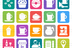 90 Coffee &amp; Cafe Filled Round Corner Icons Product Image 2
