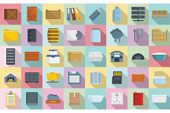 Storage icons set, flat style Product Image 1