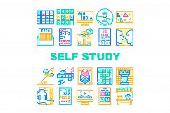 Self Study Lessons Collection Icons Set Vector Product Image 1