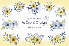 Watercolor set of yellow and indigo Product Image 3