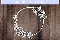 Floral Frame SVG Cut File, Flower Papercut, DXF, EPS, PDF Product Image 3