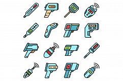 Digital thermometer icons set vector flat Product Image 1