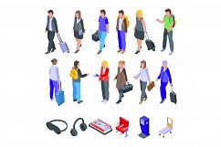 Airline passengers icons set, isometric style Product Image 1