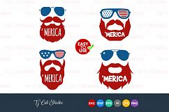 Merica SVG, American flag , Beard svg, 4th of July svg, Memorial Day, Files for Silhouette Cameo or Cricut, Commercial &amp; Personal Use. Product Image 1